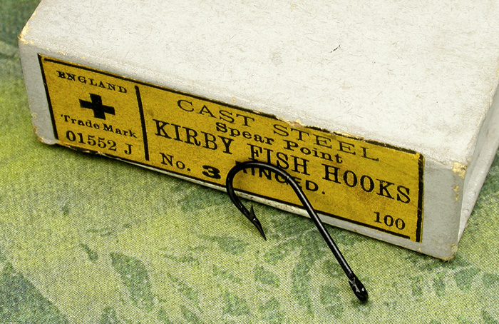 23. W. Woodfield & Sons, #01552 J, #3, kirby, japanned, ringed, about 7/8” long, England.