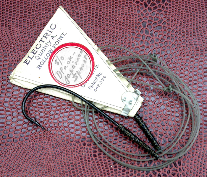 49 EZC, 8/0 hook, sproat, snelled, japanned.